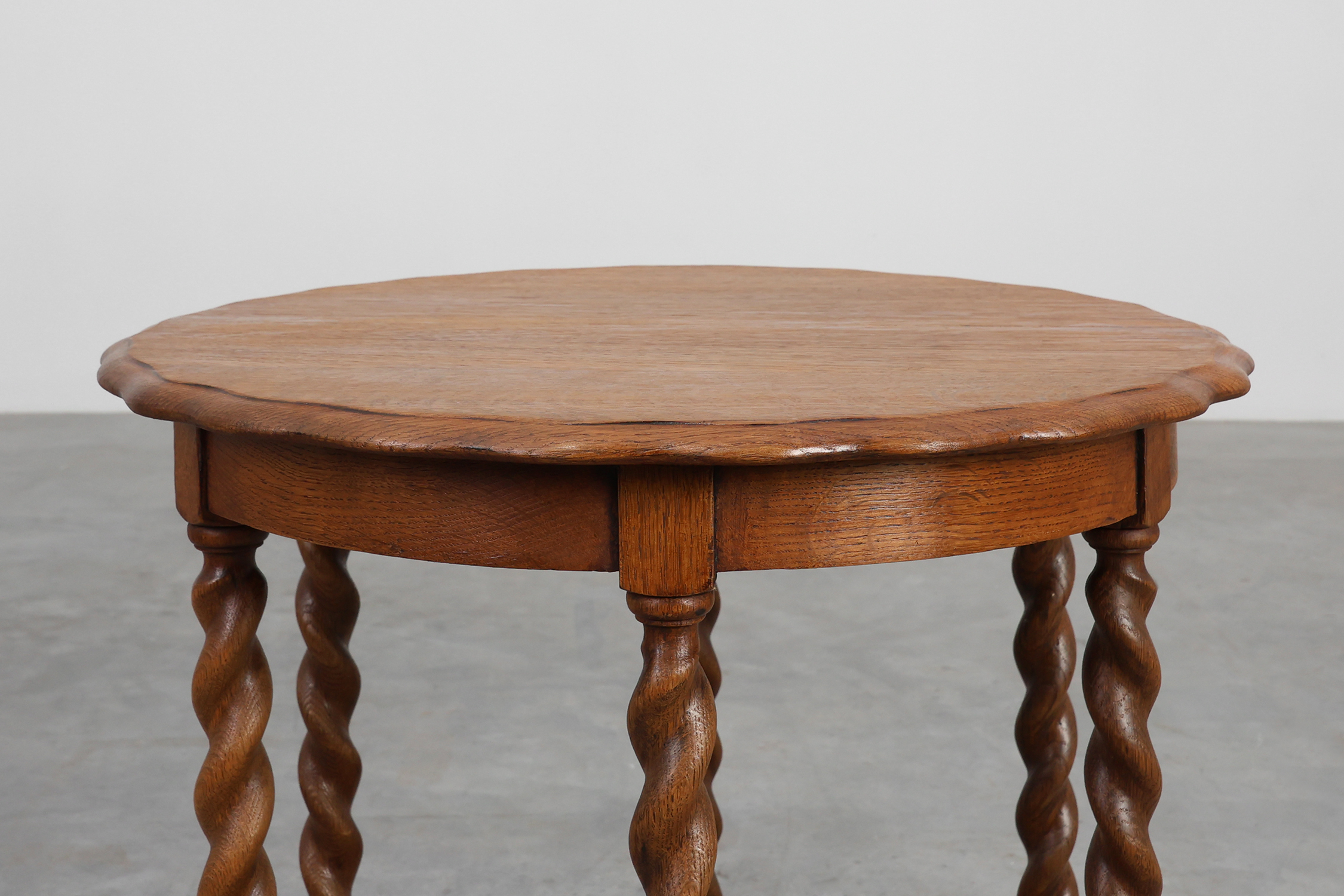 Solid Oak Carved Side Table with Barley-twist legs, France ca. 1890thumbnail